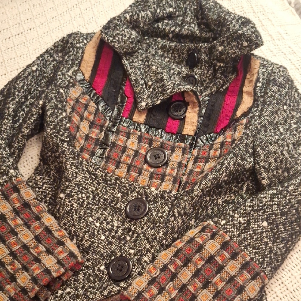 Ann Ren New York Stylish Multicolor Patterned Coat Size S - Picture 3 of 9